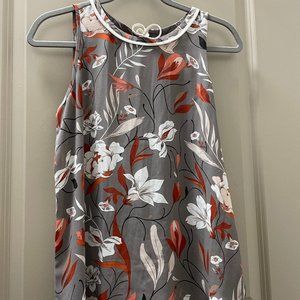LOFT-Grey Sleeveless Floral Blouse